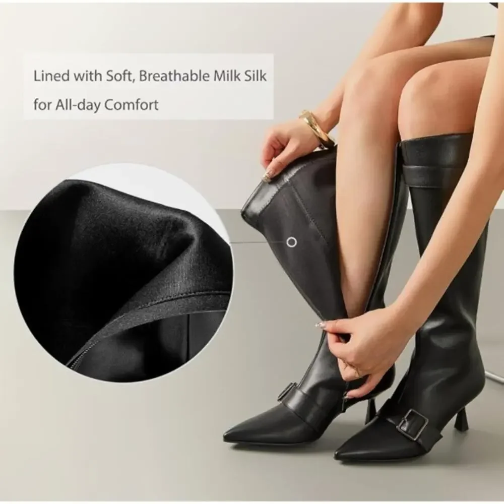 Fi. MSRP $50 NWB ELEGASTEP POINTED TOE KITTEN HEEL KNEE HIGH BOOTS ♡SIZE 9.5♡